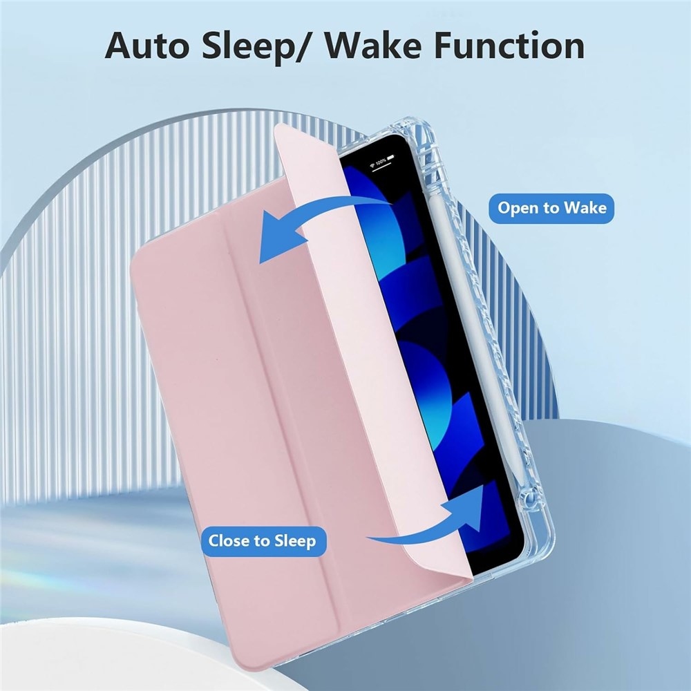 Case chytré zavírací pouzdro v pevnými zády na tablet iPad Air 11 (2024)/(2025)/(2026) - růžové