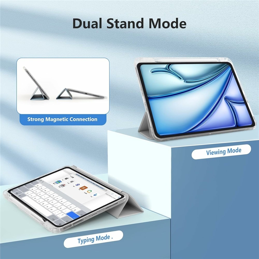 Case chytré zavírací pouzdro v pevnými zády na tablet iPad Air 11 (2024)/(2025)/(2026) - šedé