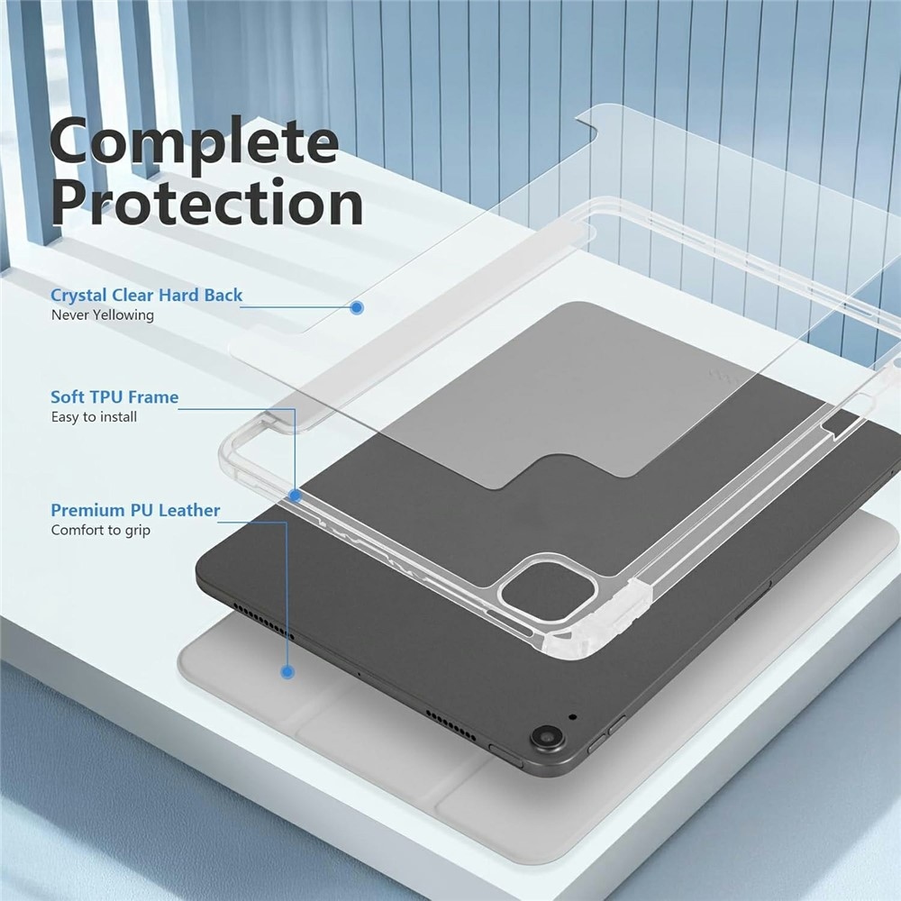 Case chytré zavírací pouzdro v pevnými zády na tablet iPad Air 11 (2024)/(2025)/(2026) - šedé