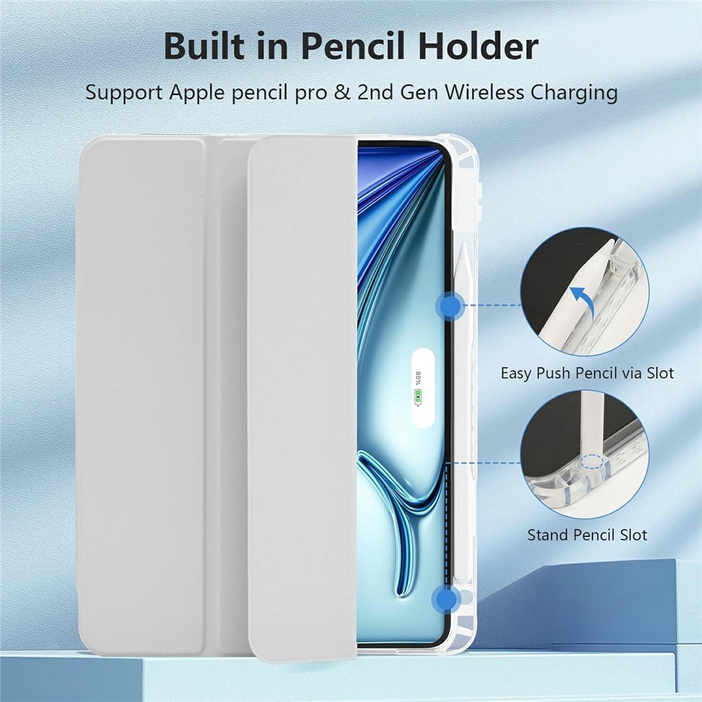 Case chytré zavírací pouzdro v pevnými zády na tablet iPad Air 11 (2024)/(2025)/(2026) - šedé