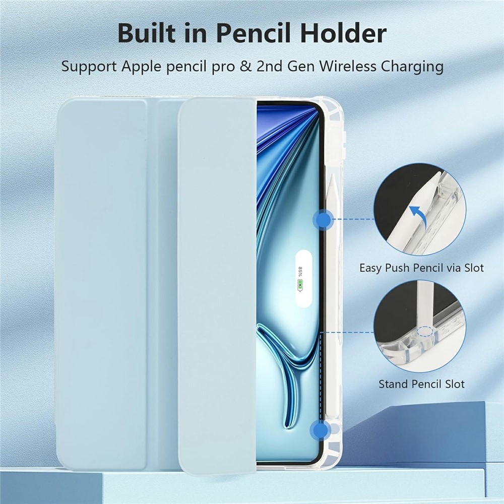 Case chytré zavírací pouzdro v pevnými zády na tablet iPad Air 11 (2024)/(2025)/(2026) - světlemodré