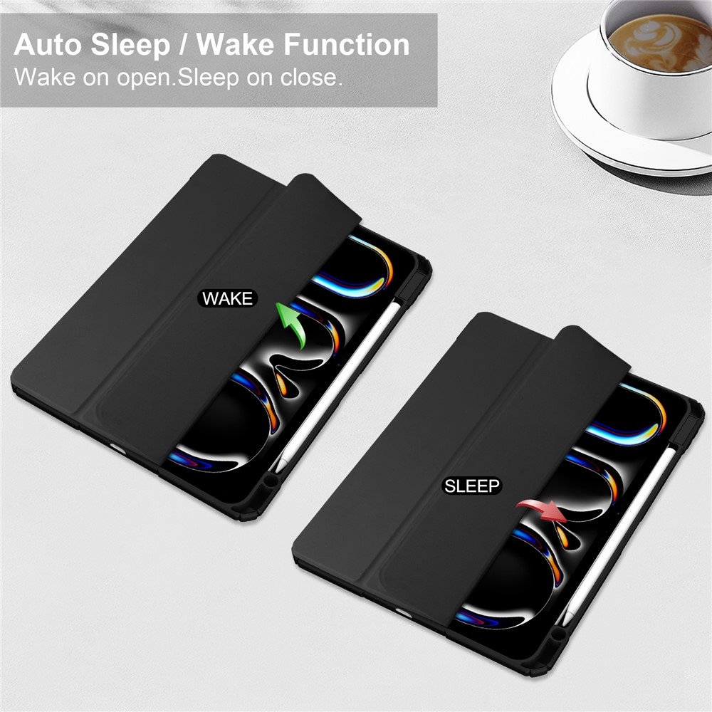 Case chytré zavírací pouzdro v pevnými zády na tablet iPad Pro 11 (2024)/(2025) - černé