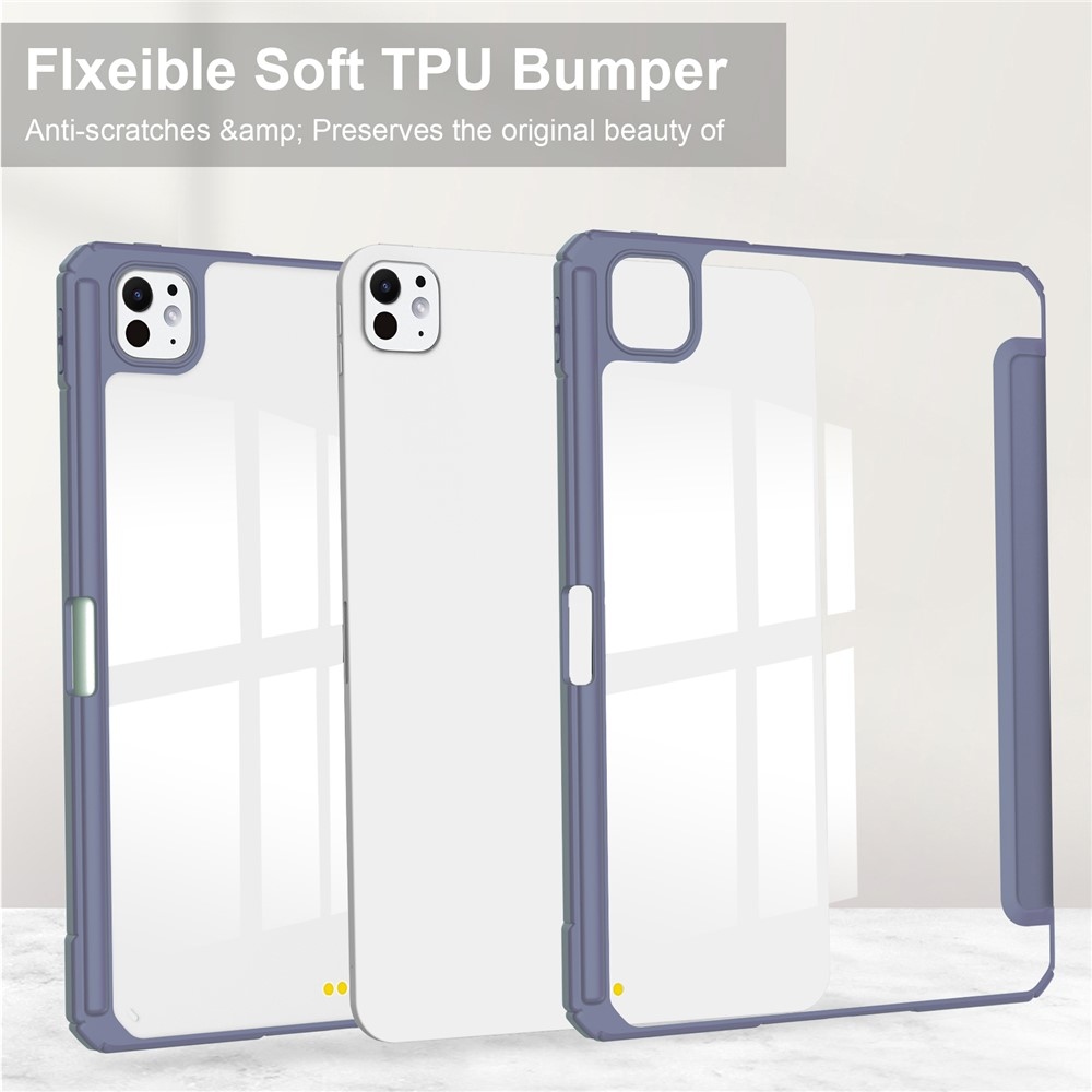 Case chytré zavírací pouzdro v pevnými zády na tablet iPad Pro 11 (2024)/(2025) - fialové