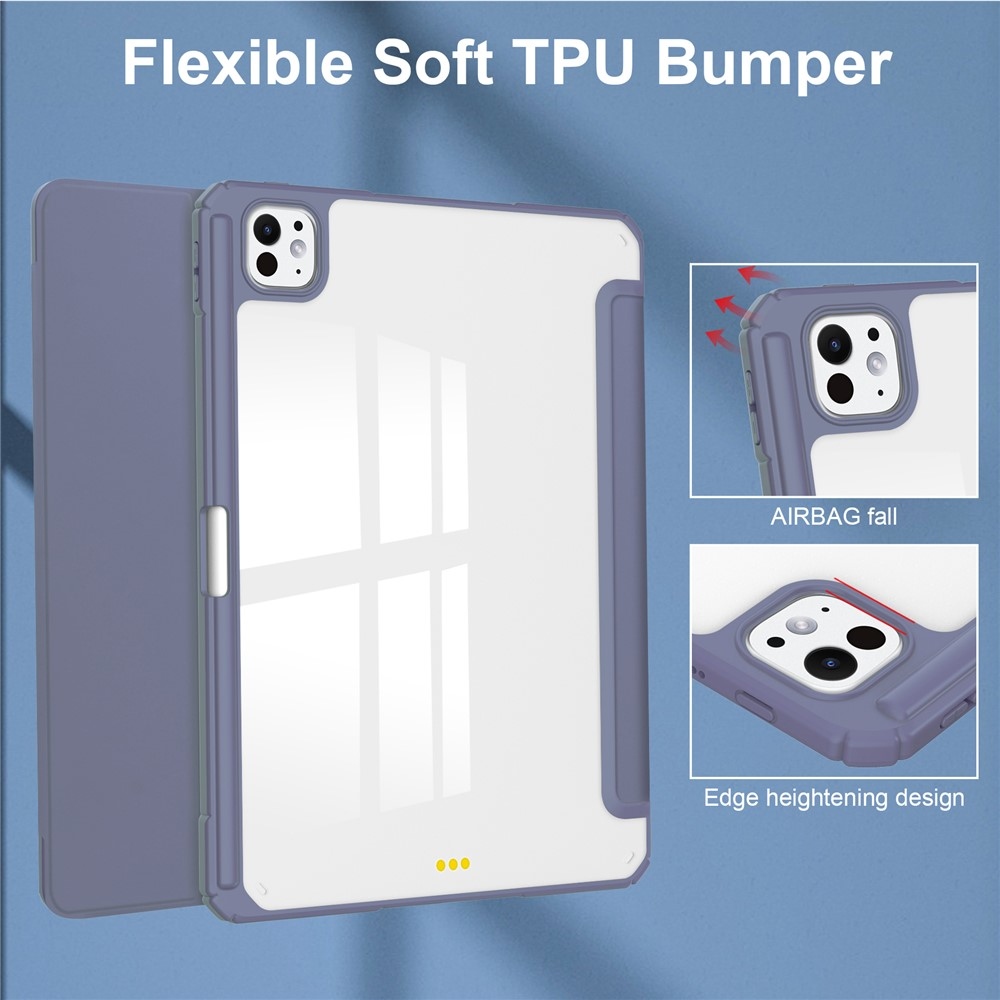 Case chytré zavírací pouzdro v pevnými zády na tablet iPad Pro 11 (2024)/(2025) - fialové