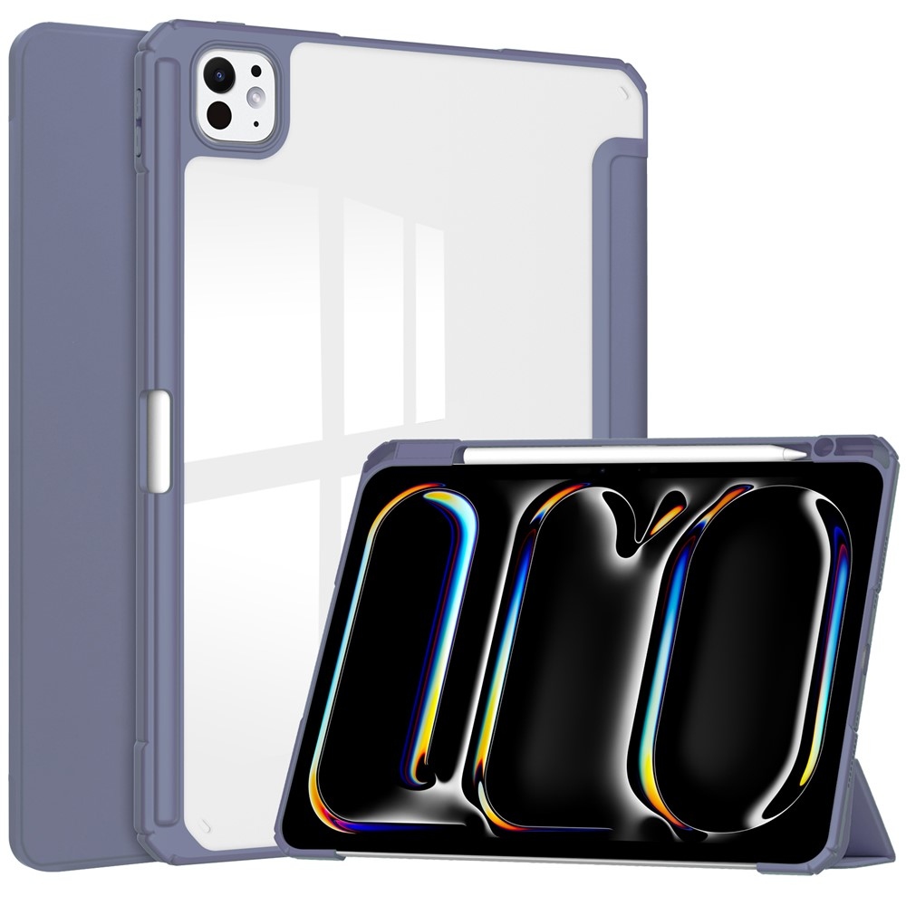 Case chytré zavírací pouzdro v pevnými zády na tablet iPad Pro 11 (2024)/(2025) - fialové