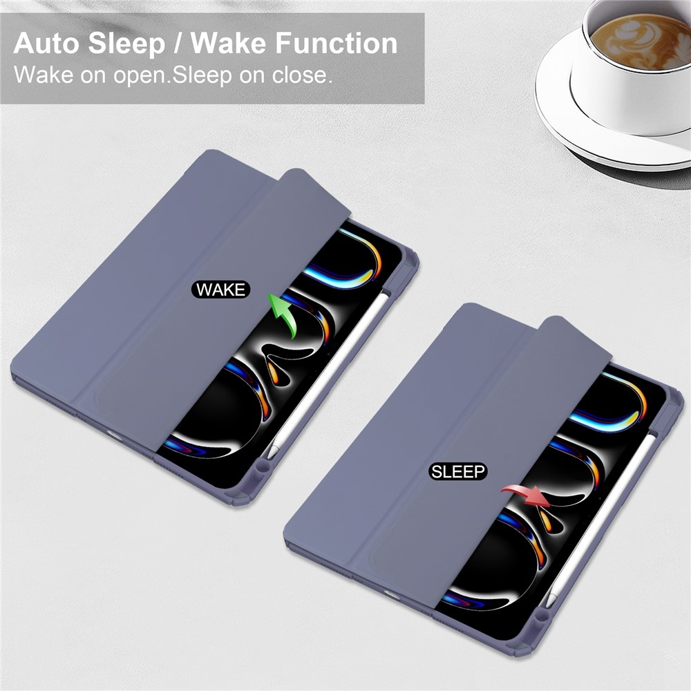 Case chytré zavírací pouzdro v pevnými zády na tablet iPad Pro 11 (2024)/(2025) - fialové