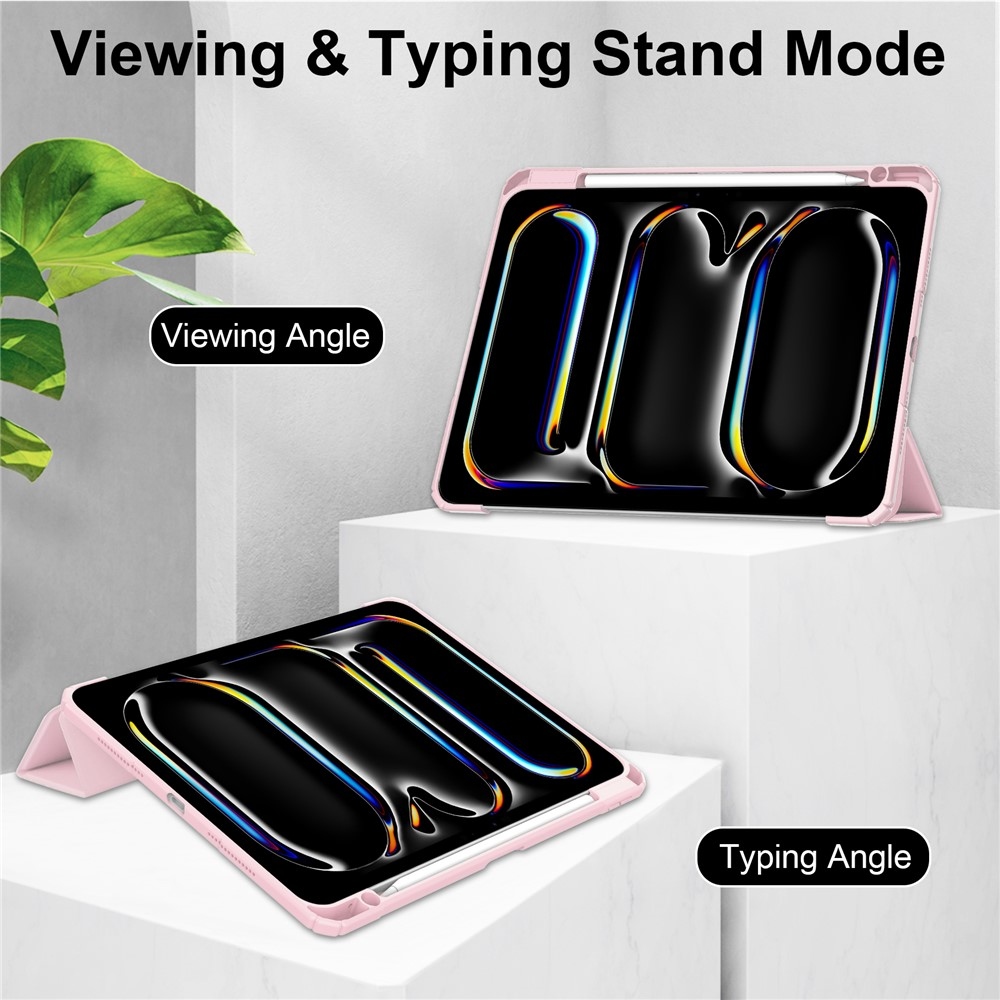 Case chytré zavírací pouzdro v pevnými zády na tablet iPad Pro 11 (2024)/(2025) - růžové