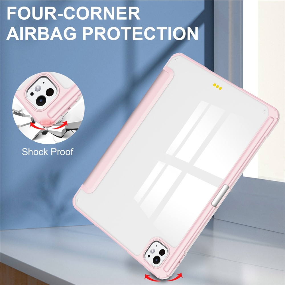 Case chytré zavírací pouzdro v pevnými zády na tablet iPad Pro 11 (2024)/(2025) - růžové