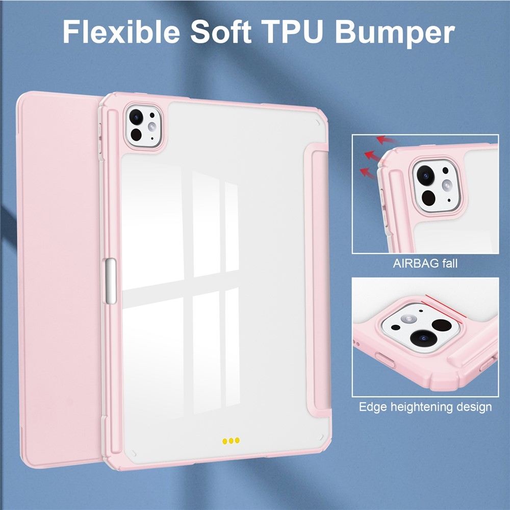 Case chytré zavírací pouzdro v pevnými zády na tablet iPad Pro 11 (2024)/(2025) - růžové