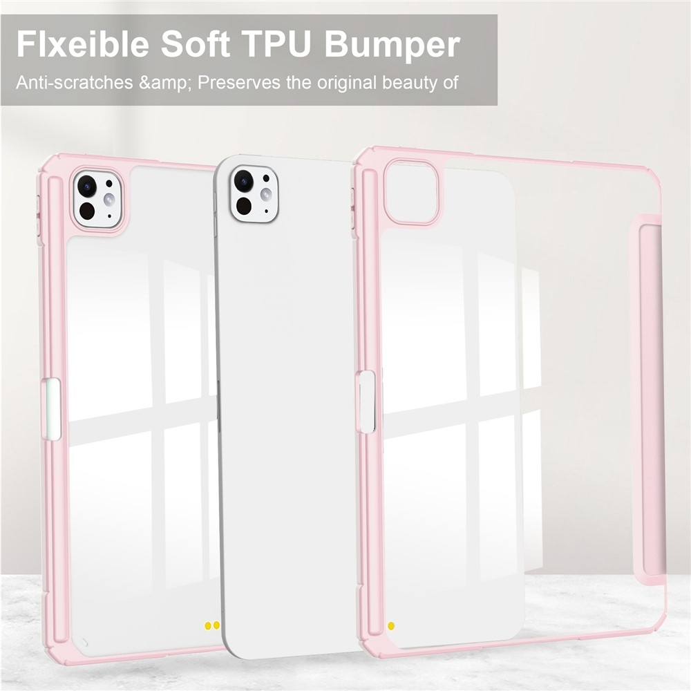 Case chytré zavírací pouzdro v pevnými zády na tablet iPad Pro 11 (2024)/(2025) - růžové