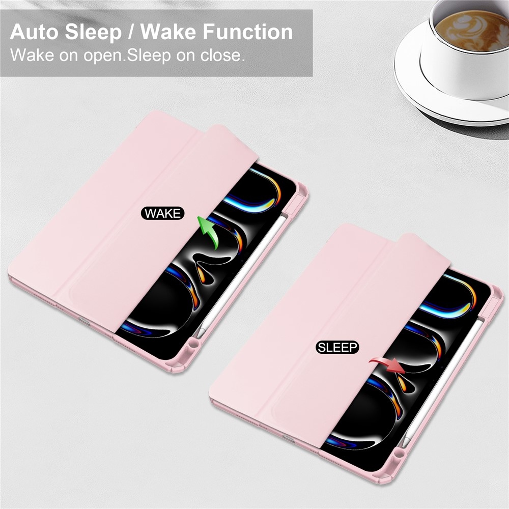 Case chytré zavírací pouzdro v pevnými zády na tablet iPad Pro 11 (2024)/(2025) - růžové