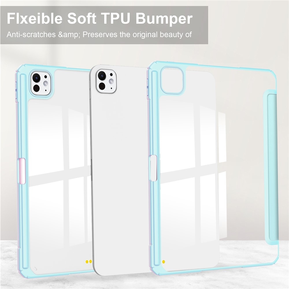 Case chytré zavírací pouzdro v pevnými zády na tablet iPad Pro 11 (2024)/(2025) - světlemodré