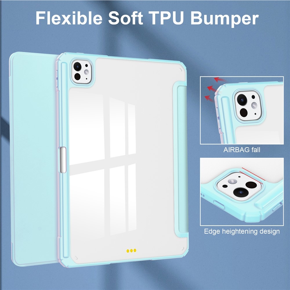 Case chytré zavírací pouzdro v pevnými zády na tablet iPad Pro 11 (2024)/(2025) - světlemodré