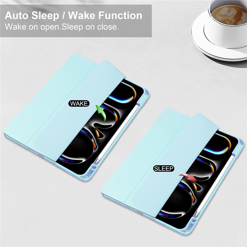 Case chytré zavírací pouzdro v pevnými zády na tablet iPad Pro 11 (2024)/(2025) - světlemodré