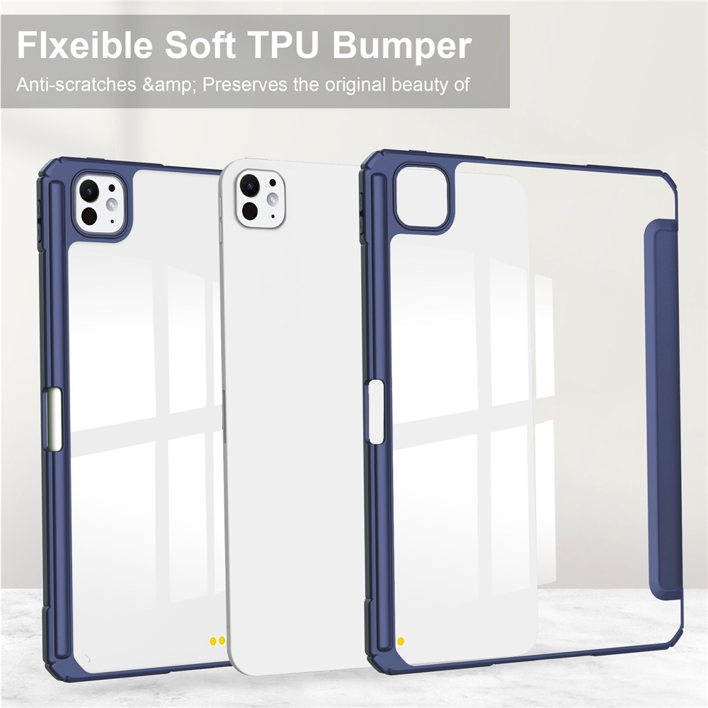 Case chytré zavírací pouzdro v pevnými zády na tablet iPad Pro 11 (2024)/(2025) - tmavěmodré