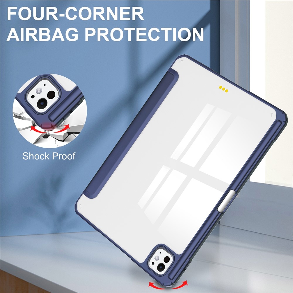 Case chytré zavírací pouzdro v pevnými zády na tablet iPad Pro 11 (2024)/(2025) - tmavěmodré