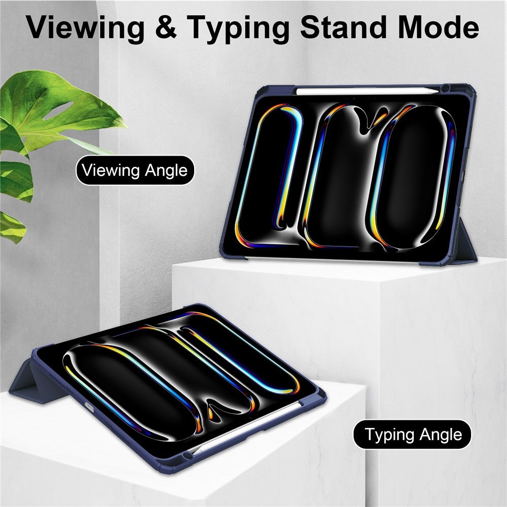 Case chytré zavírací pouzdro v pevnými zády na tablet iPad Pro 11 (2024)/(2025) - tmavěmodré