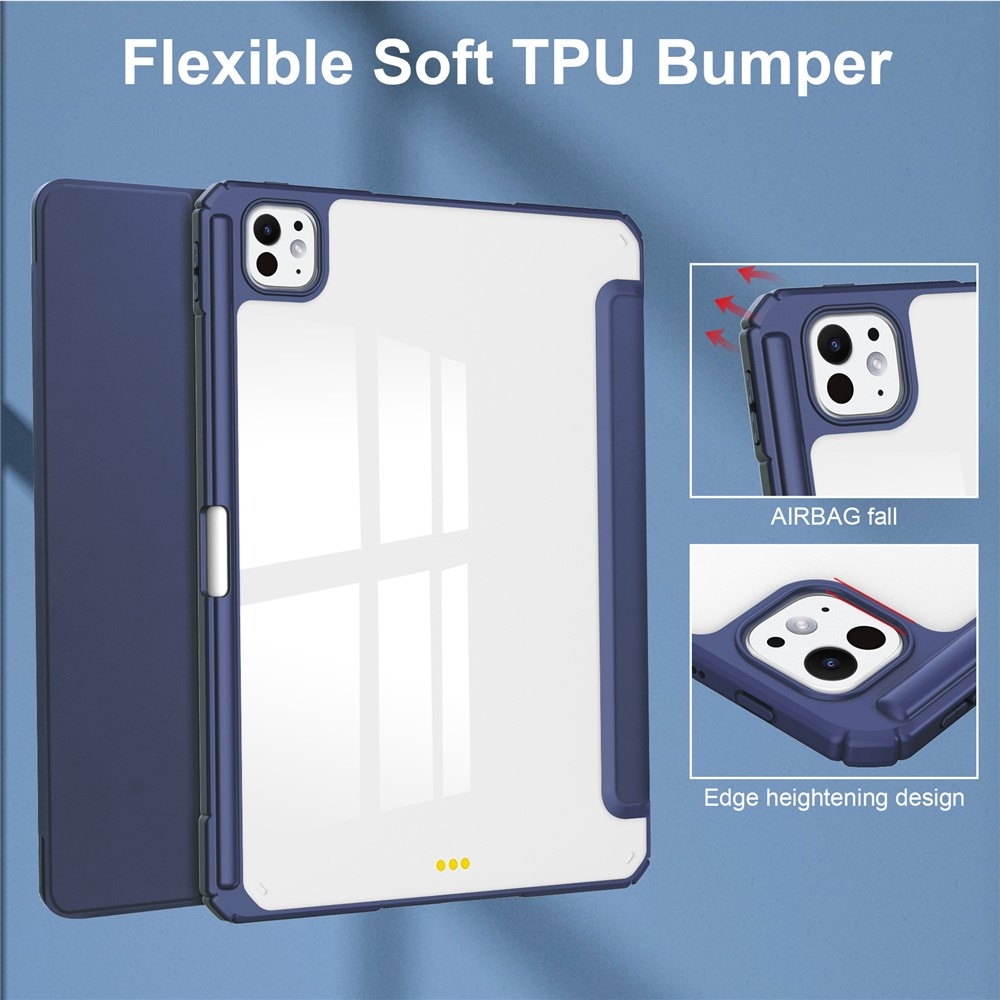 Case chytré zavírací pouzdro v pevnými zády na tablet iPad Pro 11 (2024)/(2025) - tmavěmodré