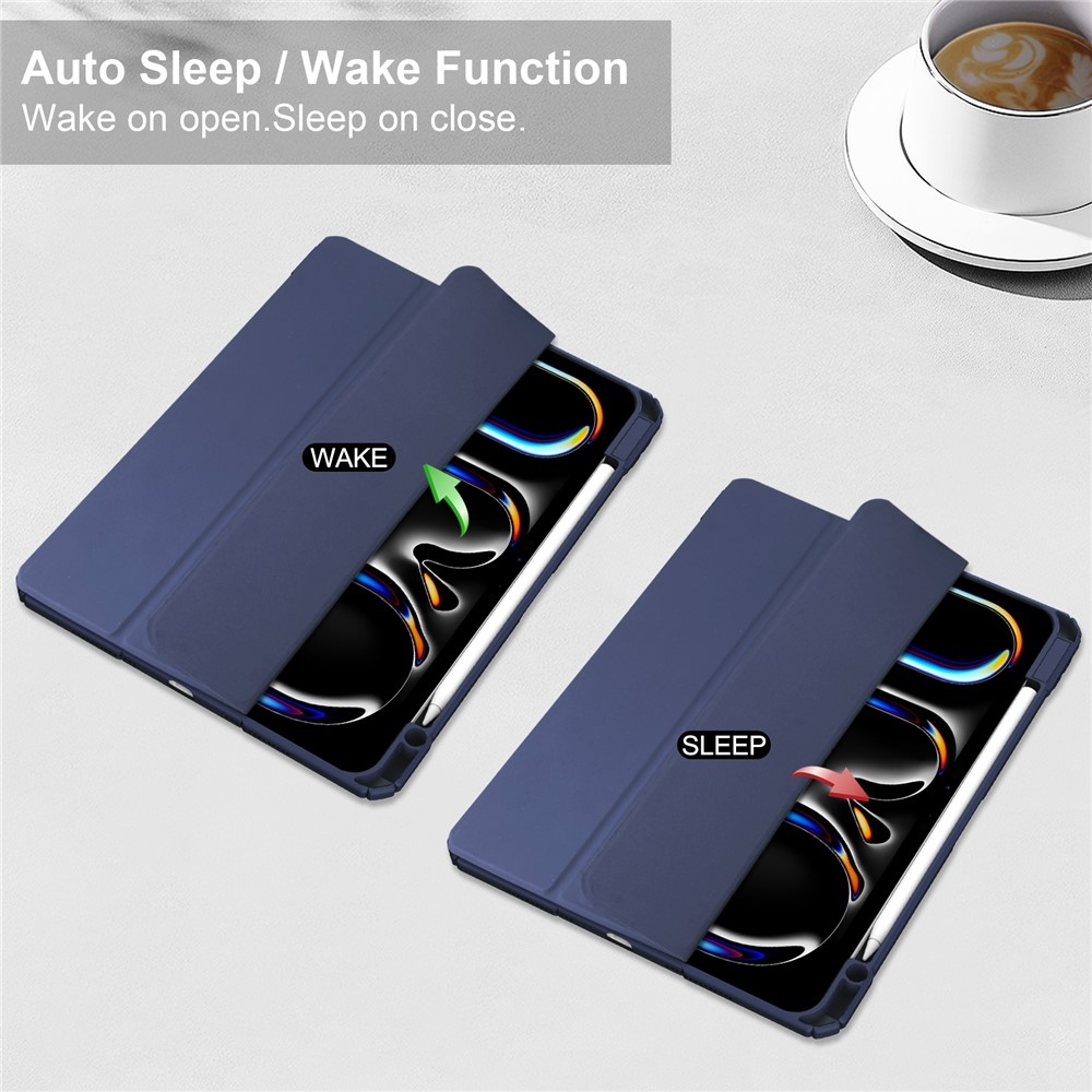 Case chytré zavírací pouzdro v pevnými zády na tablet iPad Pro 11 (2024)/(2025) - tmavěmodré