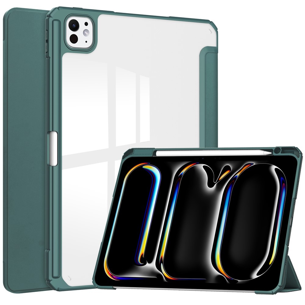 Case chytré zavírací pouzdro v pevnými zády na tablet iPad Pro 11 (2024)/(2025) - zelené