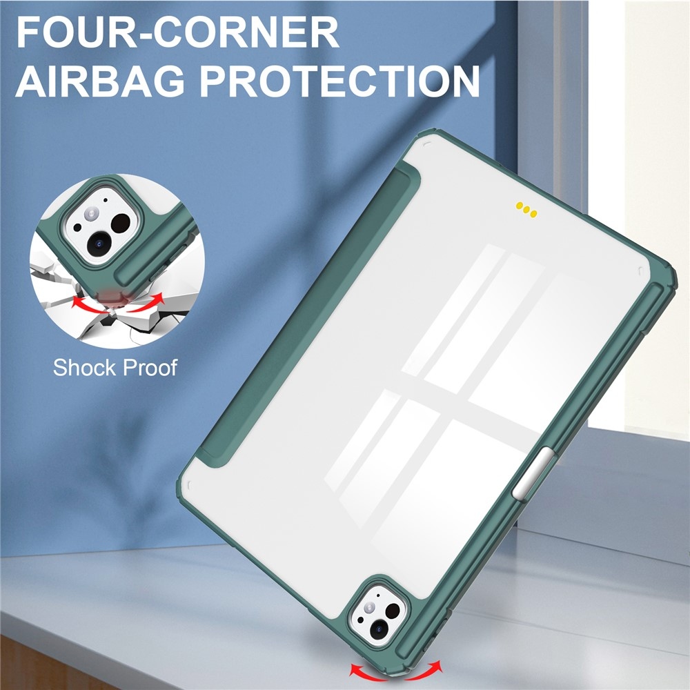 Case chytré zavírací pouzdro v pevnými zády na tablet iPad Pro 11 (2024)/(2025) - zelené