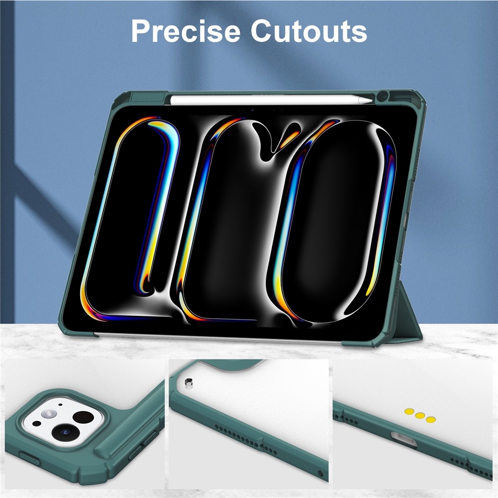 Case chytré zavírací pouzdro v pevnými zády na tablet iPad Pro 11 (2024)/(2025) - zelené