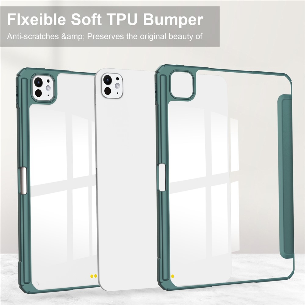 Case chytré zavírací pouzdro v pevnými zády na tablet iPad Pro 11 (2024)/(2025) - zelené