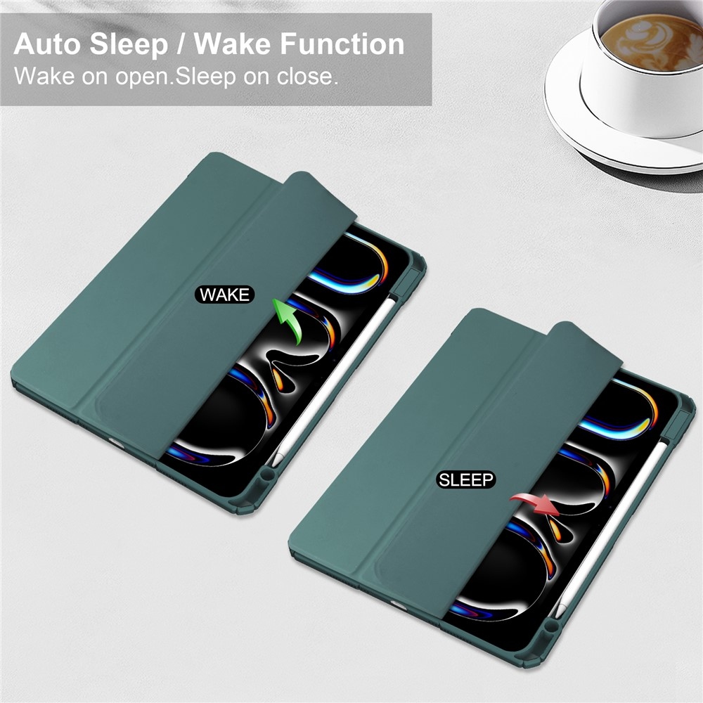 Case chytré zavírací pouzdro v pevnými zády na tablet iPad Pro 11 (2024)/(2025) - zelené