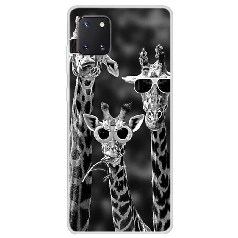 Case gelový obal na mobil Samsung Galaxy Note 10 Lite - žirafy s brýlemi
