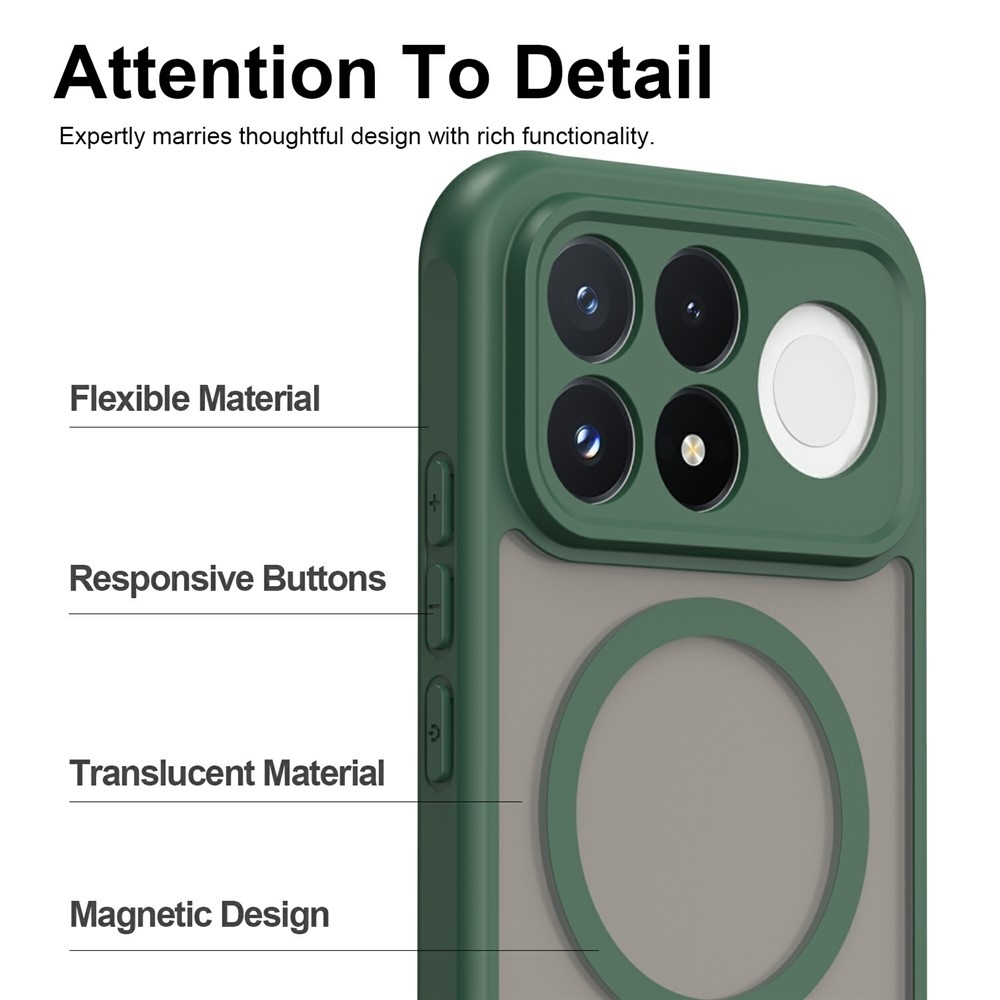 Case matný gelový obal s MagSafe na Xiaomi Poco F9 Pro 5G - zelený