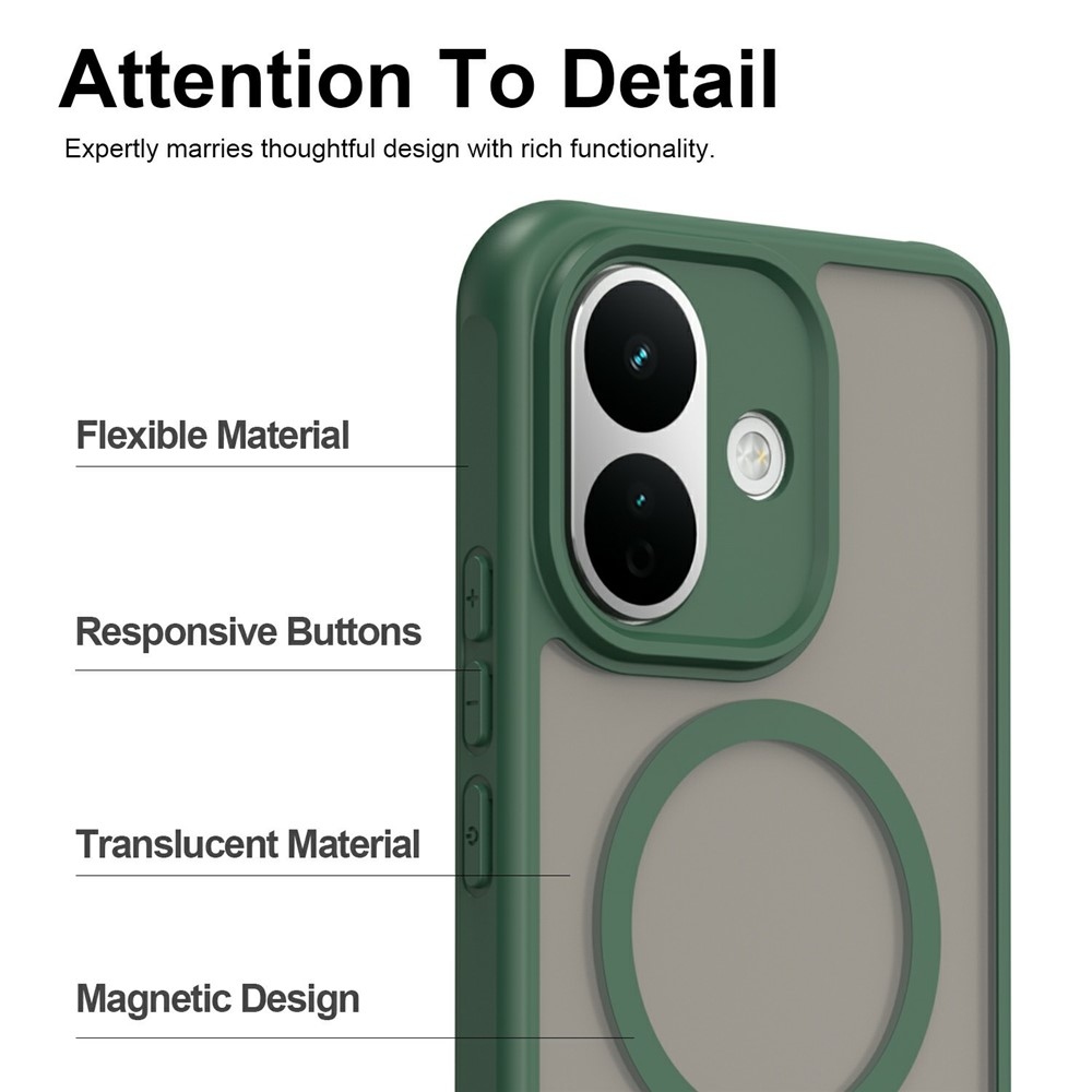 Case matný gelový obal s MagSafe na Xiaomi Redmi Note 17 Pro 5G - zelený
