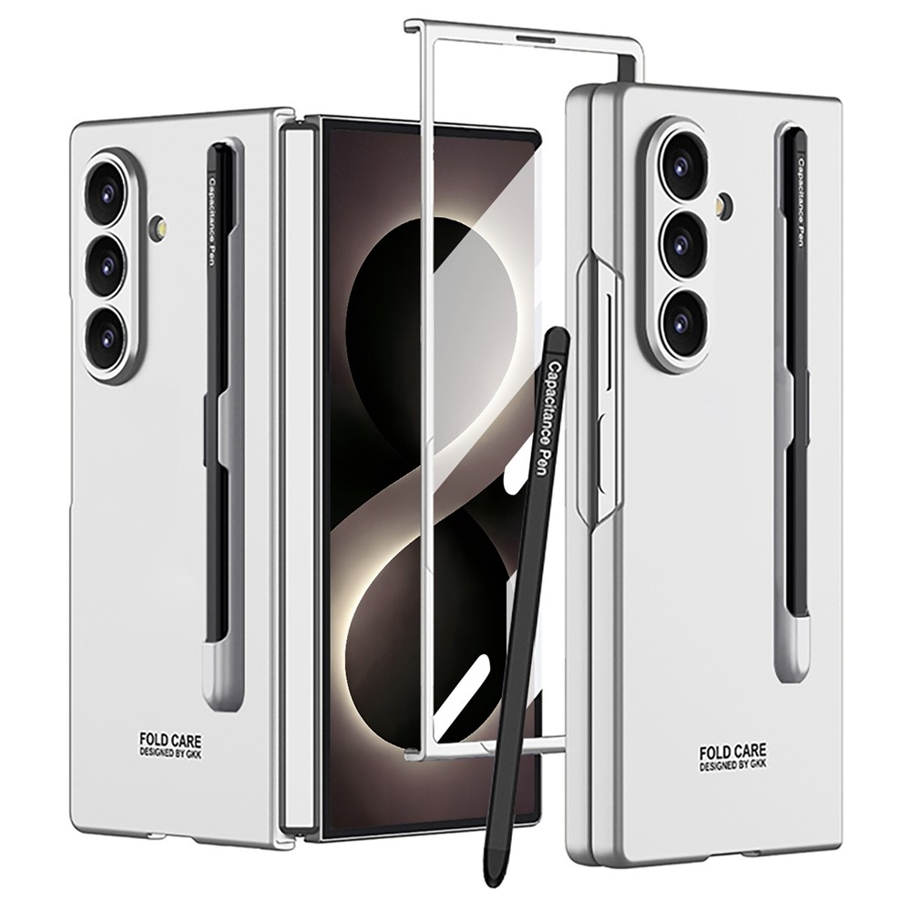 Case plastový obal s ochranným sklem na displej + stylus na Samsung Galaxy Z Fold8 Ultra 5G - stříbrný