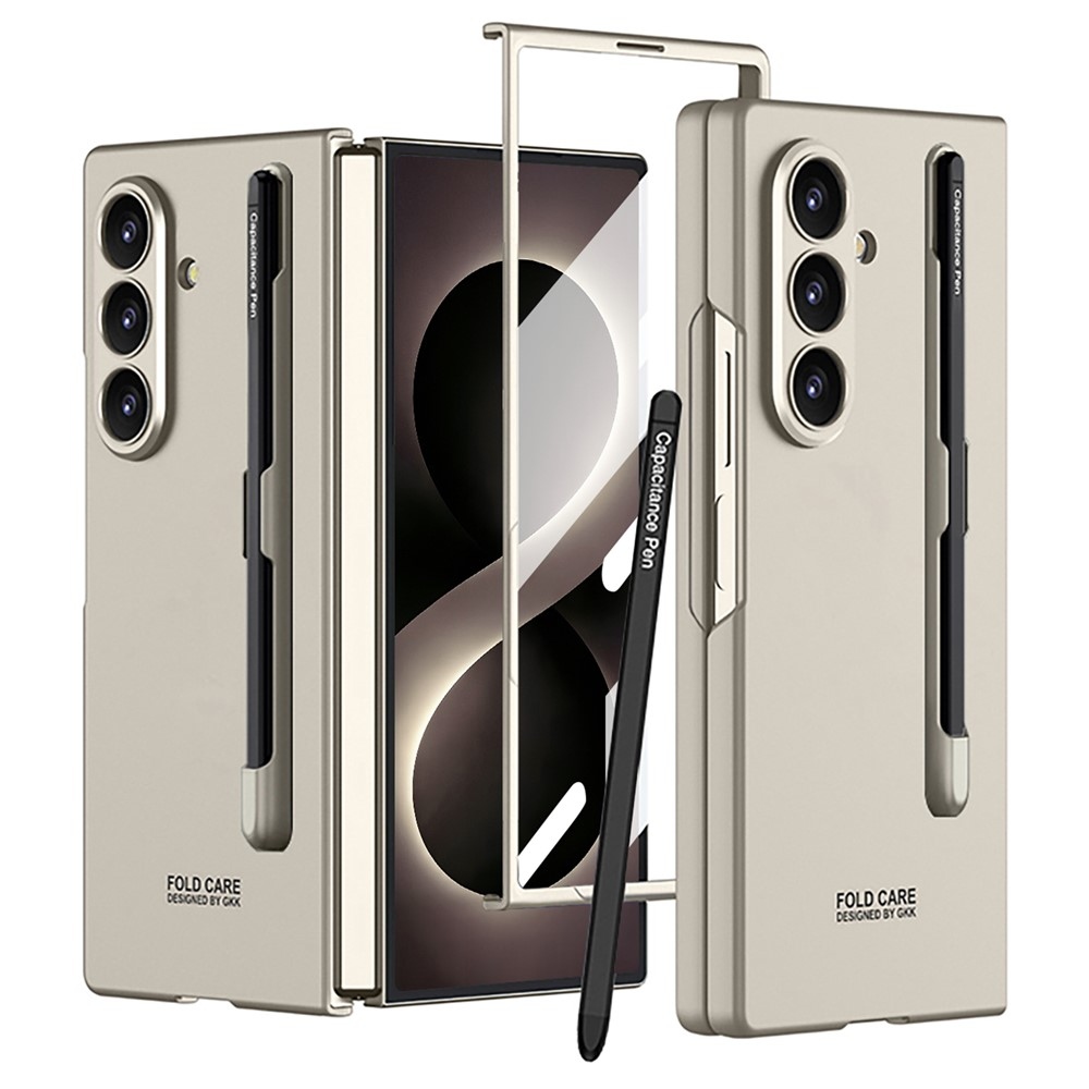 Case plastový obal s ochranným sklem na displej + stylus na Samsung Galaxy Z Fold8 Ultra 5G - světlešedý