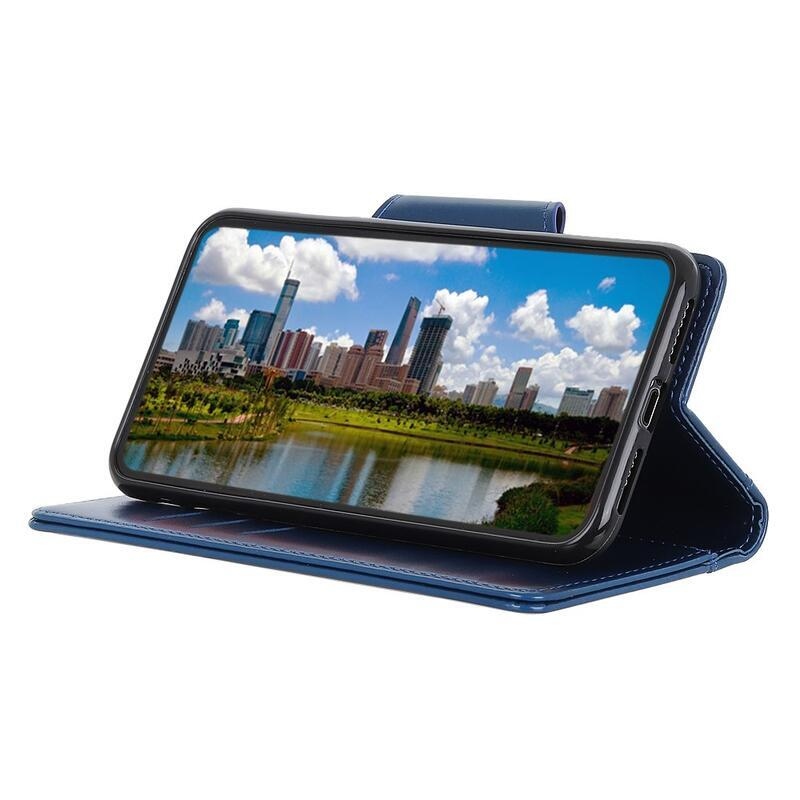 Case PU kožené peněženkové pouzdro na mobil Samsung Galaxy A02s (164.2x75.9x9.1mm) - modré