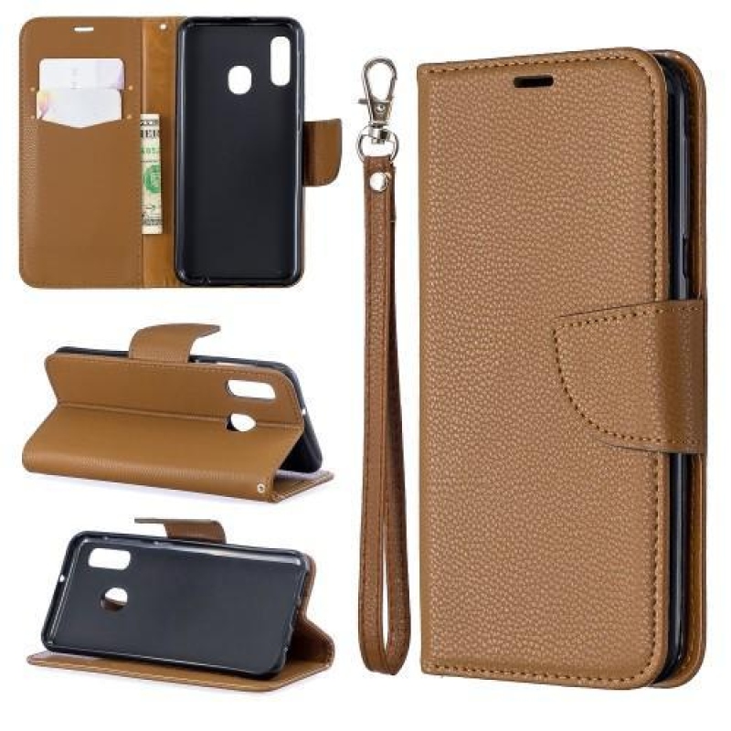 Case PU kožené peněženkové pouzdro na mobil Samsung Galaxy A20e - hnědé