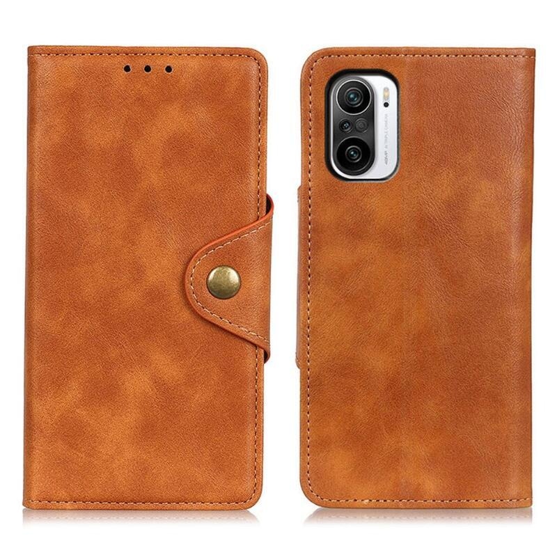 Case PU kožené peněženkové pouzdro na mobil Xiaomi Poco F3 - hnědé