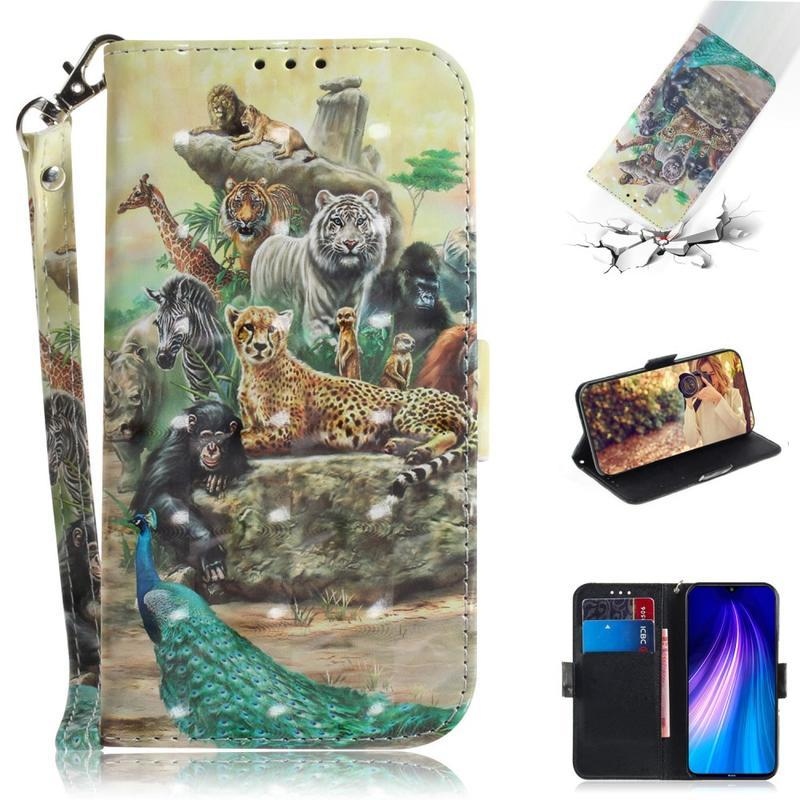 Case PU kožené peněženkové pouzdro na mobil Xiaomi Redmi Note 8 - zvířata