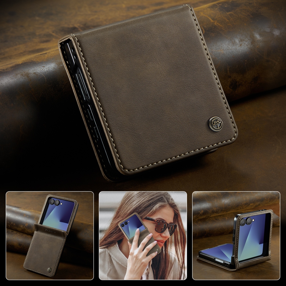 CASEME knížkové pouzdro na Samsung Galaxy Z Flip8 5G - hnědé