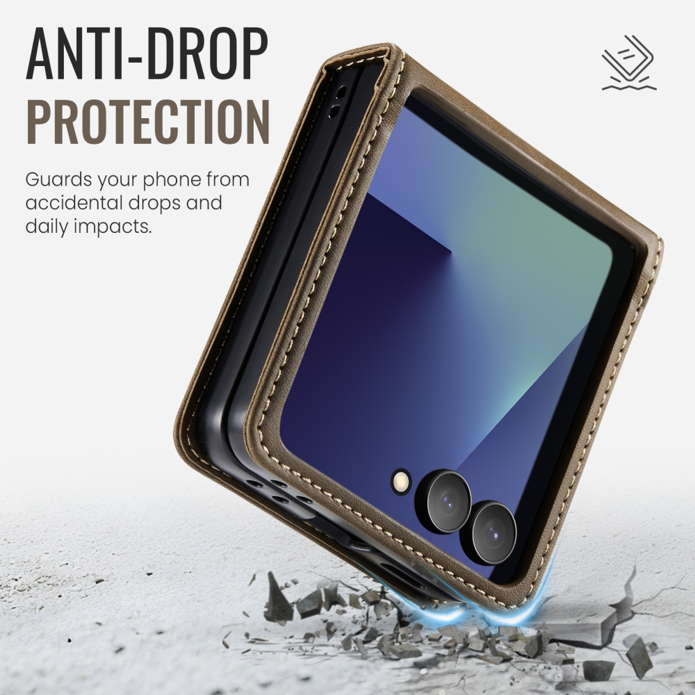 CASEME knížkové pouzdro na Samsung Galaxy Z Flip8 5G - hnědé
