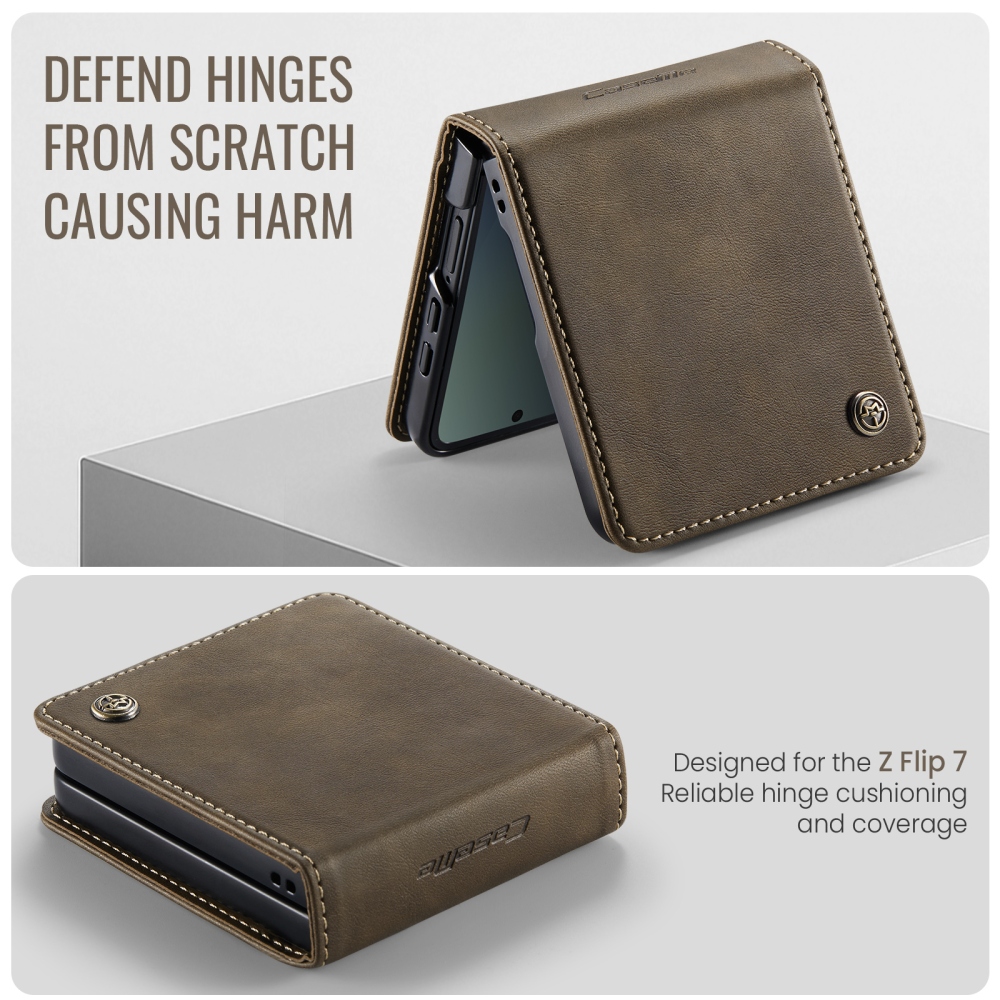 CASEME knížkové pouzdro na Samsung Galaxy Z Flip8 5G - hnědé