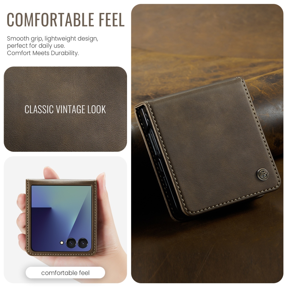 CASEME knížkové pouzdro na Samsung Galaxy Z Flip8 5G - hnědé