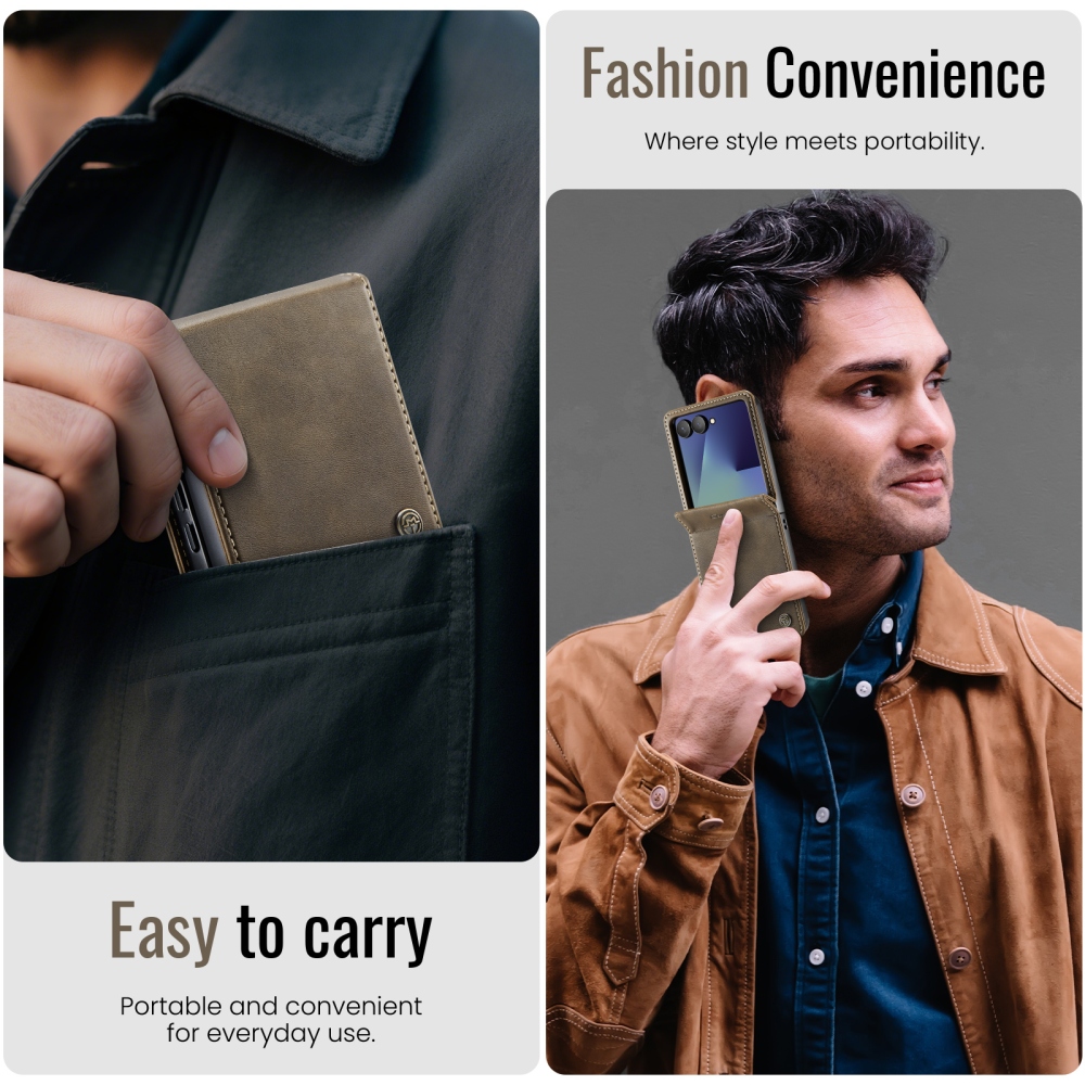 CASEME knížkové pouzdro na Samsung Galaxy Z Flip8 5G - hnědé