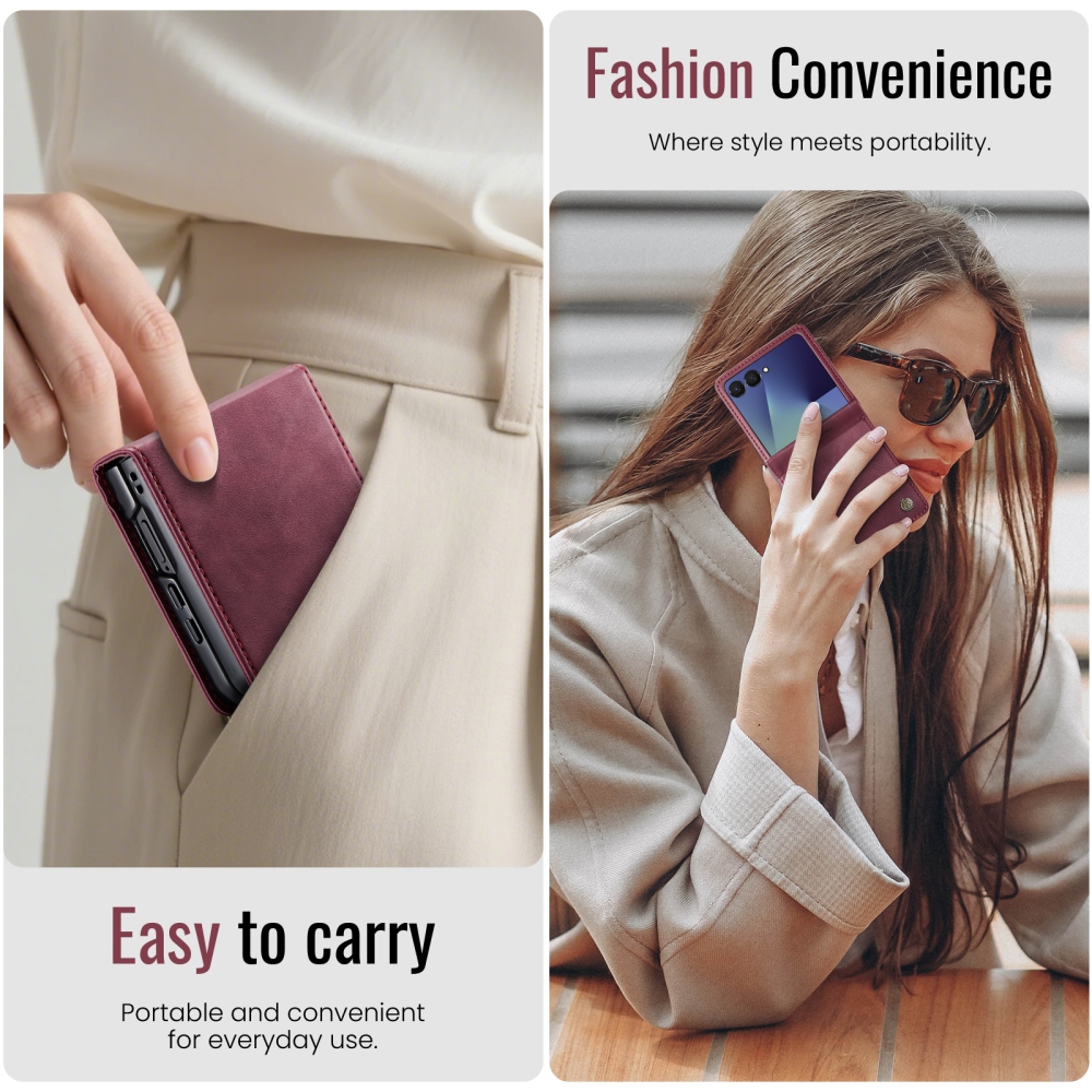 CASEME knížkové pouzdro na Samsung Galaxy Z Flip8 5G - vínové