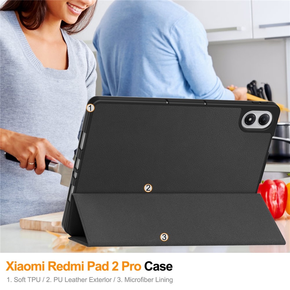Cases chytré skládací pouzdro na Xiaomi Redmi Pad 2 Pro - černé