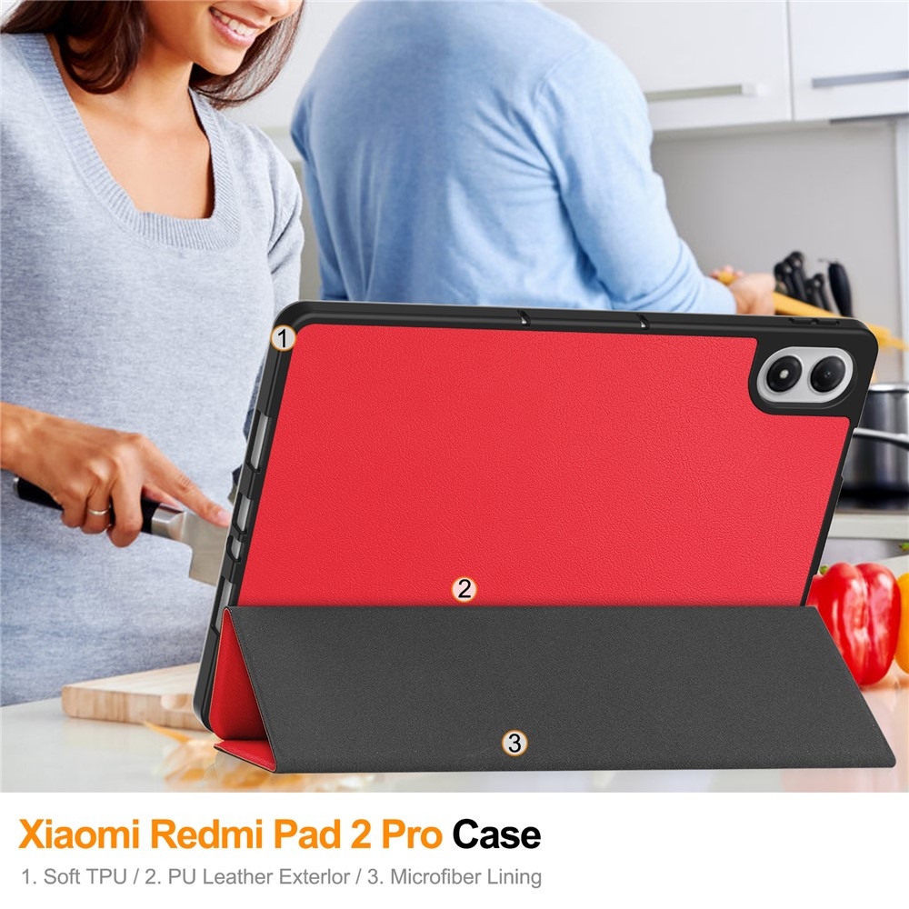 Cases chytré skládací pouzdro na Xiaomi Redmi Pad 2 Pro - červené