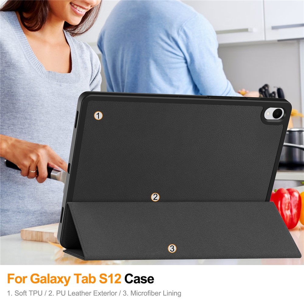 Cases chytré zavírací pouzdro na Samsung Galaxy Tab S12+ - černé