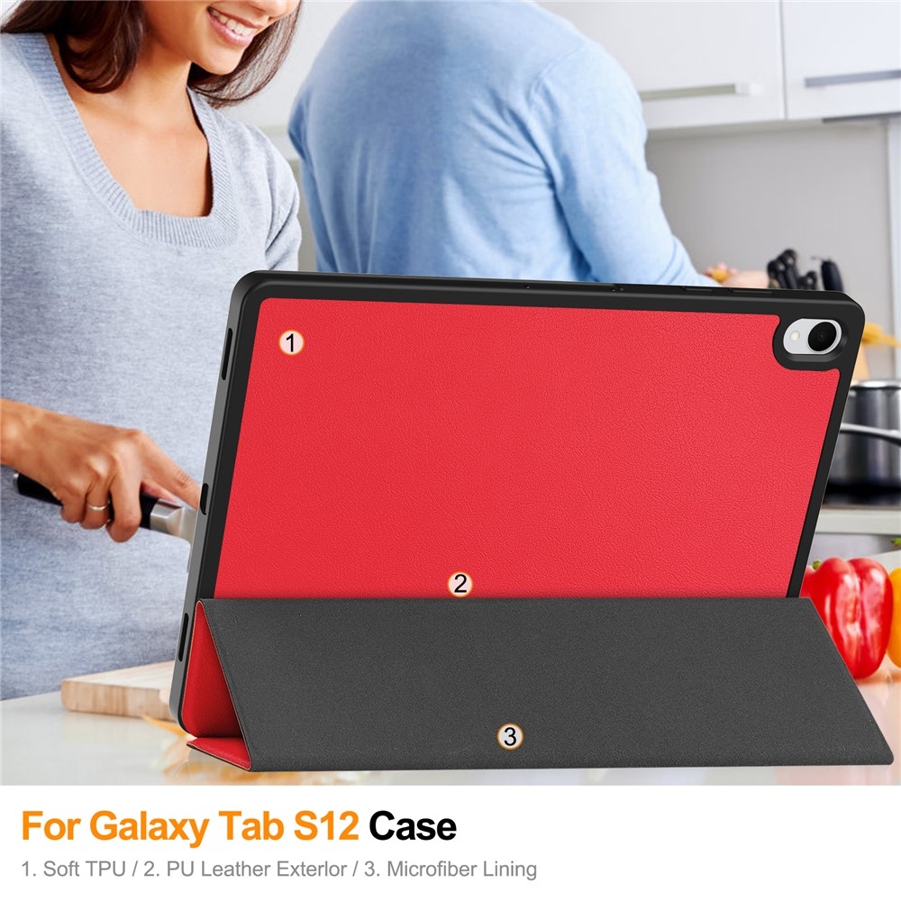 Cases chytré zavírací pouzdro na Samsung Galaxy Tab S12+ - červené