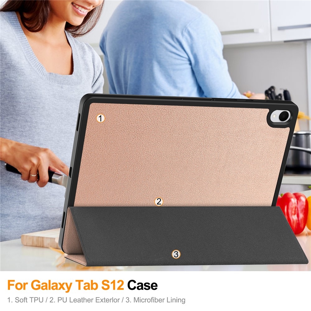 Cases chytré zavírací pouzdro na Samsung Galaxy Tab S12+ - růžovozlaté