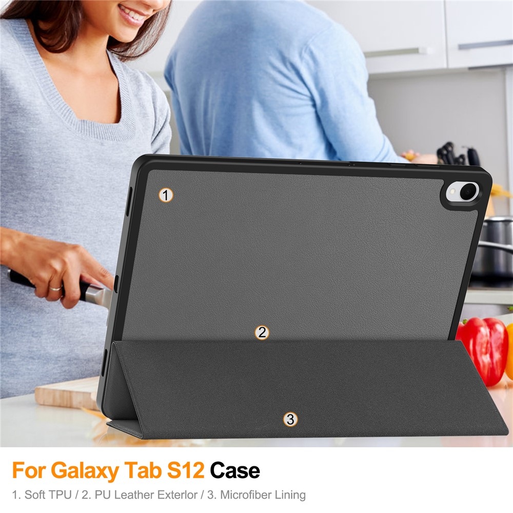 Cases chytré zavírací pouzdro na Samsung Galaxy Tab S12+ - šedé