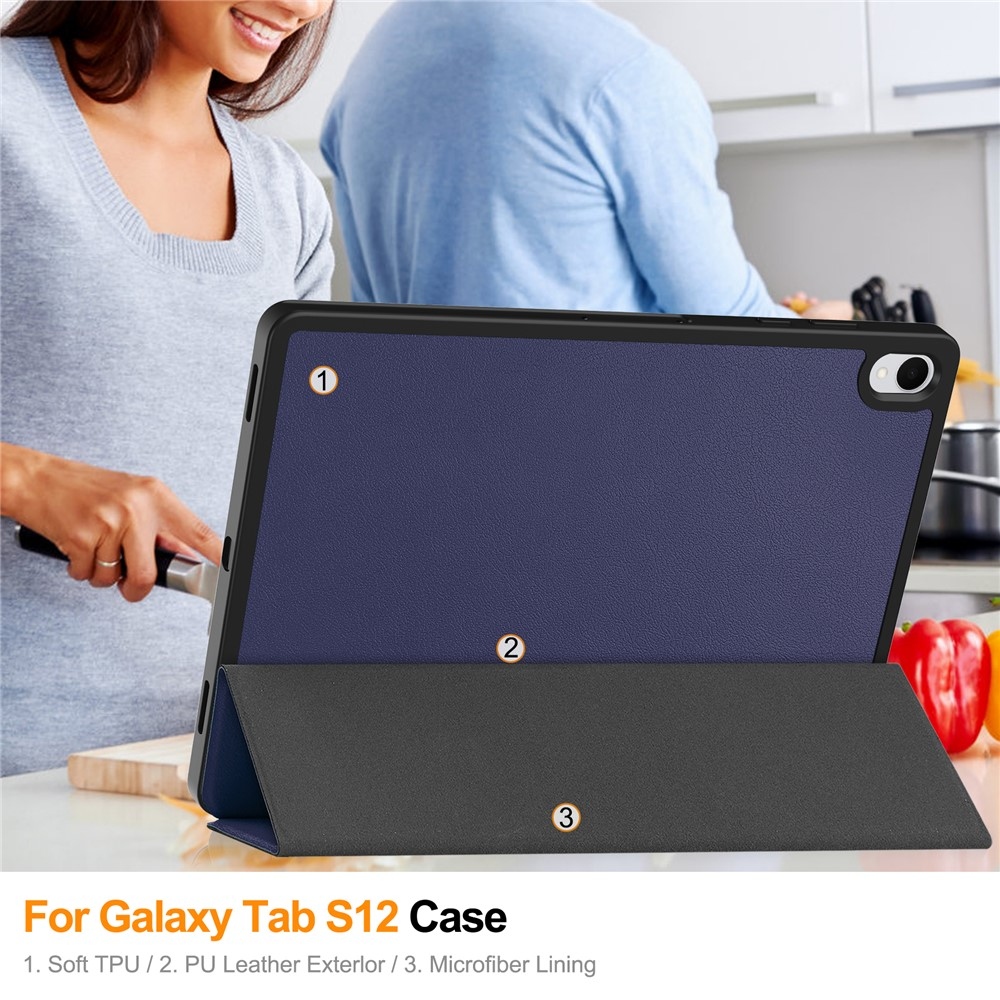 Cases chytré zavírací pouzdro na Samsung Galaxy Tab S12+ - tmavěmodré